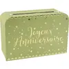 SANTEX Tirelire urne Joyeux Anniversaire vert Olive/Sauge et doré or (x1) REF/5671