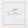 SANTEX 20 Serviettes de table Baptême en papier 16.5cm REF/8015 Blanc et doré or métallique