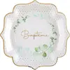 SANTEX 10 assiettes carton baptême feuillage 21cm blanc - générique 000837400000010