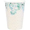 10 GOBELETS CARTON BAPTÊME FEUILLAGE 27CL BLANC