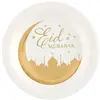 Paquet de 10 ASSIETTES orientales Eid Mubarak rondes Ø 22,5cm Or