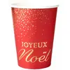 Lot de 10 Gobelets Joyeux Noël scintillant 25cl, Rouge