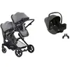 HAUCK - Poussette DUO double Atlantic Twin Grey + I-Snug 2 Shale