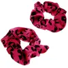 Chouchou léopard en velour x 2 fushia