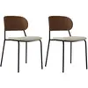 CAMIF Lot de 2 chaises tissu et bois pieds métal Sofia Bois / Métal / Tissus