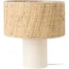 CAMIF Lampe à poser pied en lin blanc et abat jour rabane h35
