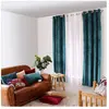 ED Enjoy Home Rideau uni en velours polyester/velours bleu azur 140x240 cm