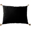 ED ENJOY HOME - Coussin rectangulaire 4 pompons en jute - 70x50 cm - Noir - Panama