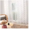 HOME MAISON Voilage sablé brodé pois colorés" polyester rose boudoir 140x240 cm"