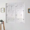 Home Maison Paire de petits voilages brodés de fleurs (60x90 cm - Gris Galet)