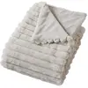 Enjoy Home Plaid côtelé beige effet fourrure 180x220cm