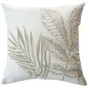 Coussin carré motif nature épuré Ecru 40x40 cm