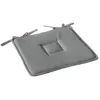 HOME MAISON Galette plate unie avec passepoil et nouettes - Gris - 40 x 40 cm