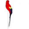 Perroquet rouge en plumes sur tige métal 20cm