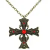 Collier Vampire en croix pierres rouges