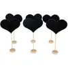 Lot de 6 Marque-Tables Coeurs ardoises en bois sur tige 21cm