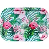 Grand plateau métal Fleurs tropicales 34 cm