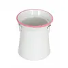Petit Pot à lait en métal BLANC & ROSE avec 2 anses 6cm