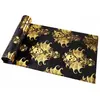 CHEMIN DE TABLE VELOURS SKULL NOIR OR 3MX28CM