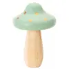 Grand Champignon en bois bicolore naturel et VERT, pois or 15,5 cm