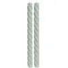Set de 2 bougies Flambeau Torsadées 26cm, Vert Sauge