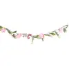 Guirlande de Fleurs et branches artificielles 120cm, Rose/Vert