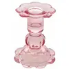 LOT de 12 Bougeoirs flambeaux FLEUR verre sur pied 10cm, Rose Water