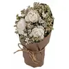 Chaks 13224, Déco Bouquet Fleurettes et Roses dans kraft 13cm, Blanc