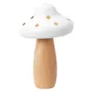 Grand Champignon en bois bicolore naturel et blanc, pois or 15,5 cm
