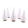 Chaks 12470-00, Lot de 6 mini-Sapins pailletés 7cm sur rondin, Blanc