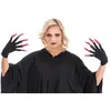 Gants Halloween noires avec ongles Rouges pailletés