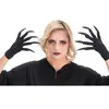 Gants Halloween noires avec ongles Noirs pailletés