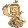 Porte-bougie tête de Cerf en résine dorée 14cm