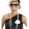 Collier - Accessoire de déguisement - Charleston - Perles blanches - Fleur - Femme