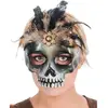 Masque Tête de Mort or/noir avec plumes