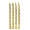Set de 4 bougies Flambeau Torsadées 25cm, métallisées Or