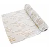 Chemin de table Soft Dream fourrure lignes sequins or 3m, Blanc