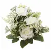 bouquet 9 roses artificielles 40.5cm blanc - chaks 11569-00