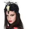 BANDEAU Vaudoo et tête d'oiseau et fleurs noires