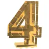 Structure 63,5cm en carton/film pour ballons, Chiffre 4 Or
