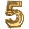Structure 63,5cm en carton/film pour ballons, Chiffre 5 Or