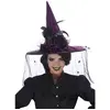 chapeau sorciere super luxe plumes noir/violet - chaks 12254