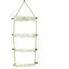 Echelle en bois et cordage jute avec fourrure et leds 35cm x 100cm