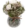 Déco Bouquet Fleurs blanches Margot séchées 15cm dans Pot en verre