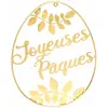 Grand Oeuf métal doré Joyeuses Pâques à suspendre 60cm