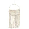 Grande Déco murale Macramé arrondie pochette blanc cassé 30x74cm