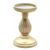 Porte-bougie en bois 17cm, Or