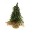 Petit Sapin réaliste 20cm avec sac jute, effet givré