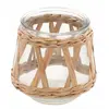 Porte-bougie en verre et tressage 10cm