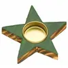Bougeoir Etoile en bois brillant 12cm, Vert
